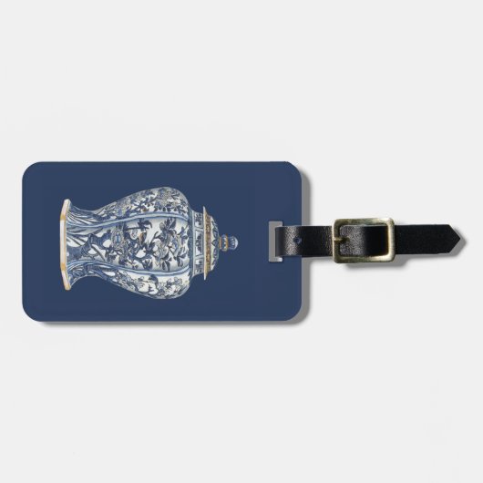 Vision Studioによる青と白の磁器の花瓶 ラゲッジタグ (正面横)