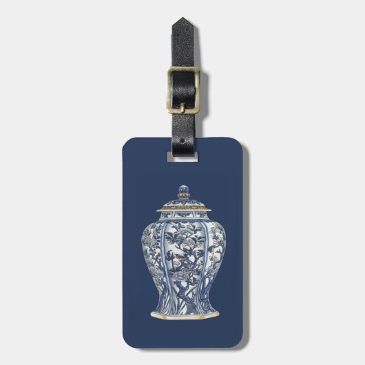 Vision Studioによる青と白の磁器の花瓶 ラゲッジタグ (正面縦)