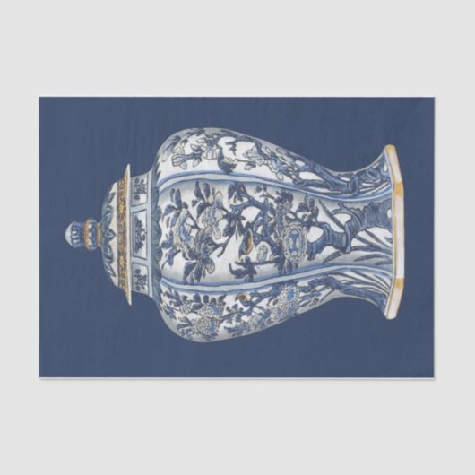 Vision Studioによる青と白の磁器の花瓶 薄葉紙 (正面)