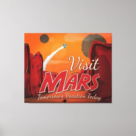 Visit火星Vintage Poster キャンバスプリント (正面)