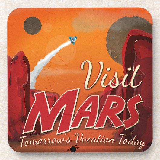 Visit火星Vintage Poster コースター (正面)