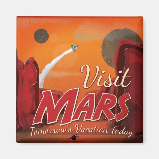 Visit火星Vintage Poster マグネット (正面)