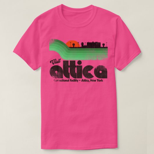 Visit Attica刑務所レトロ観光客土産 Tシャツ (デザイン正面)