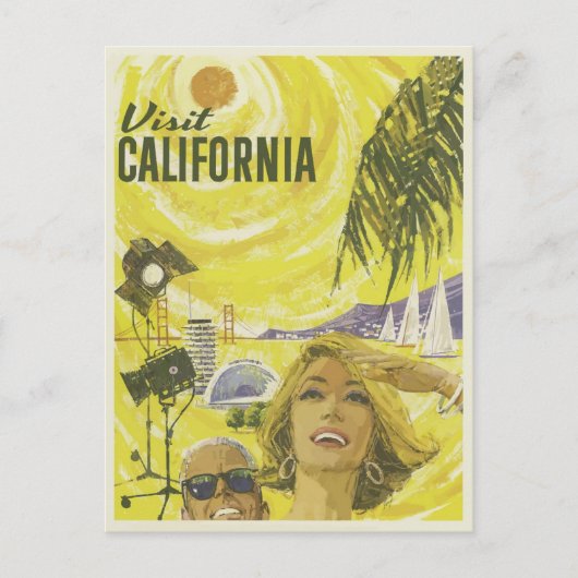 Visit California Vintage Travel Poster ポストカード (正面)