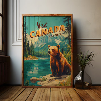 Visit Canada Alberta - Grizzly Bear Poster ポスター