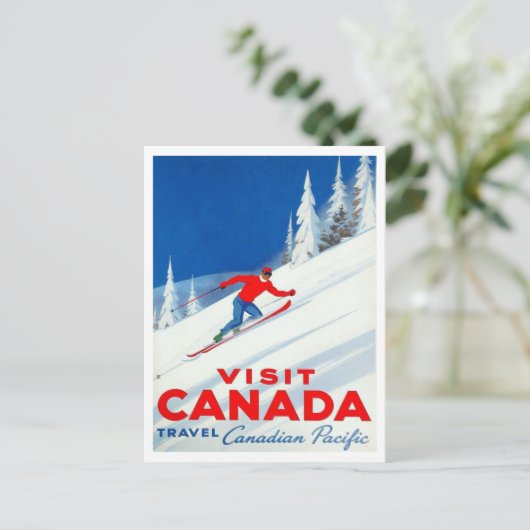 Visit Canada Canadian Pacific Ski Art ポストカード (スタンド正面)