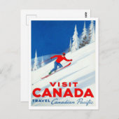 Visit Canada Canadian Pacific Ski Art ポストカード (正面/裏面)