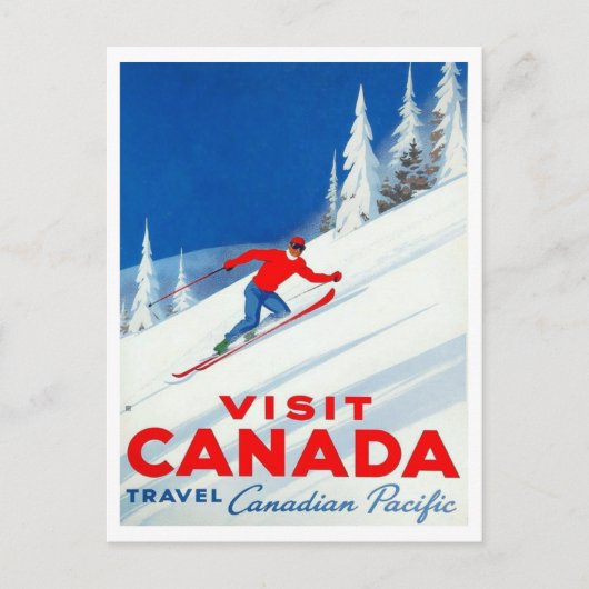 Visit Canada Canadian Pacific Ski Art ポストカード (正面)