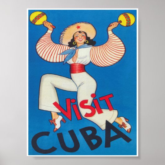 Visit Cubaレトロヴィンテージ旅行ポスター ポスター (正面)