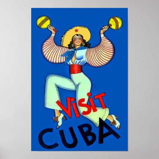 Visit Cuba Vintage Travel Poster ポスター (正面)