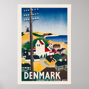 Visit Denmark Vintage Travel Poster 1936 ポスター