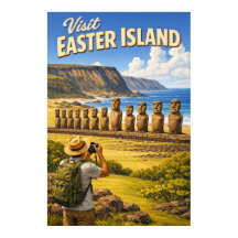 Visit Easter Island - Vintage Travel Poster