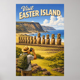 Visit Easter Island - Vintage Travel Poster ポスター