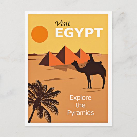 Visit Egypt，ヴィンテージ旅行ポスター， ポストカード (正面)