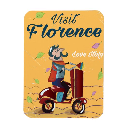 Visit Florenceスクーターイタリアン旅行ポスター マグネット (縦)