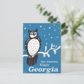Visit Georgia USAヴィンテージフクロウのポスター ポストカード (スタンド正面)