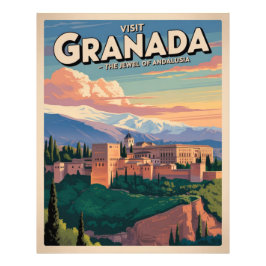 Visit Granada Vintage Travel Art フォトプリント