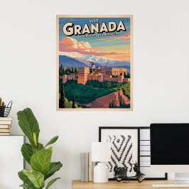 Visit Granada Vintage Travel Art ポスター