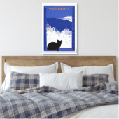 Visit Greece, Santorini Island Vintage Travel キャンバスプリント (インサイチュ (寝室))