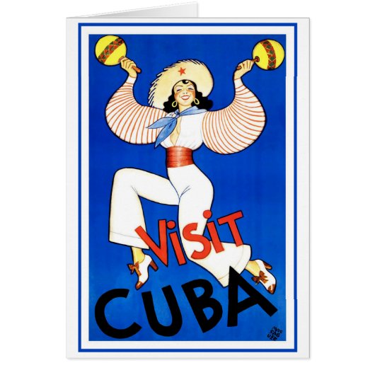Visit Havana, Cuba, Vintage Travel Poster Maracas (正面)
