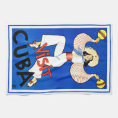 Visit Havana, Cuba, Vintage Travel Poster Maracas キッチンタオル (横)