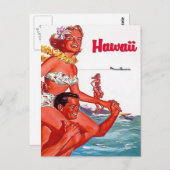 Visit Hawaii -サーフィン – ヴィンテージ旅行 ポストカード (正面/裏面)