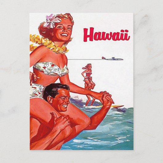 Visit Hawaii -サーフィン – ヴィンテージ旅行 ポストカード (正面)