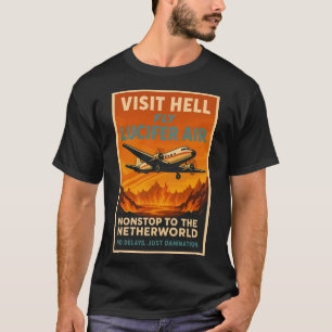 Visit Hell - Fly Lucifer Air Vintage旅行ポスター Tシャツ