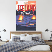 Visit Icelandヴィンテージ旅行ポスター キャンバスプリント (インサイチュ (寝室))