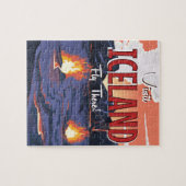 Visit Icelandヴィンテージ旅行ポスター ジグソーパズル (横)