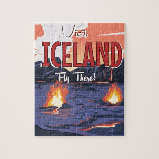Visit Icelandヴィンテージ旅行ポスター ジグソーパズル (縦)