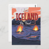 Visit Icelandヴィンテージ旅行ポスター ポストカード (正面/裏面)