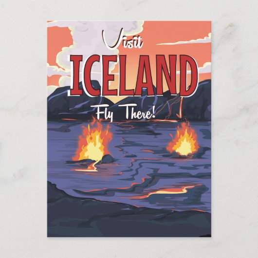Visit Icelandヴィンテージ旅行ポスター ポストカード (正面)