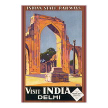 Visit India Delhi Vintage旅行ポスター