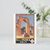 Visit India Delhi Vintage旅行ポスター ポストカード (スタンド正面)