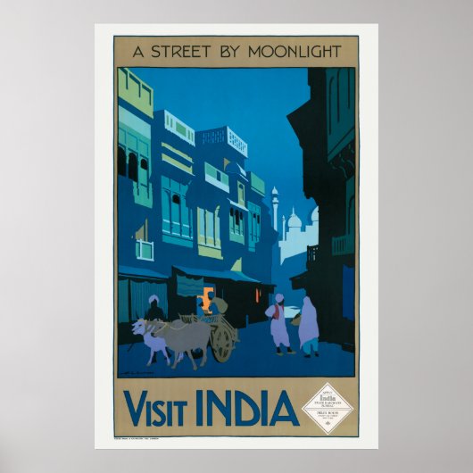 Visit India Moonlight Travel Posterによる通り ポスター (正面)