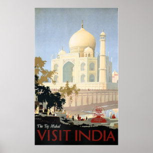VISIT INDIA TAJ MAHAL Toursヴィンテージ旅行ポスター ポスター