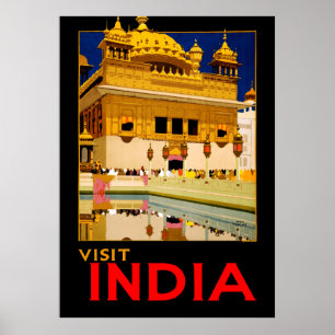 Visit India travel poster vintage art ポスター