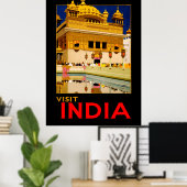 Visit India travel poster vintage art ポスター (ホームオフィス)