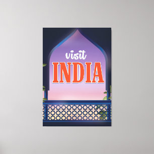 Visit India Vintage旅行プリント。 キャンバスプリント