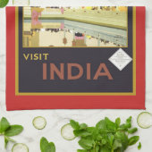 Visit India Vintage Poster キッチンタオル (折り畳み)