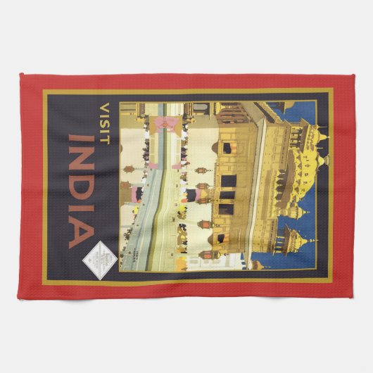 Visit India Vintage Poster キッチンタオル (横)