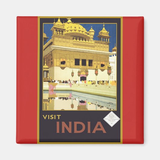 Visit India Vintage Poster Magnet マグネット (正面)