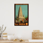Visit India Vintage Travel Poster Print ポスター (キッチン)