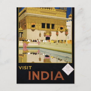 Visit India Vintage Travel Poster Restored ポストカード
