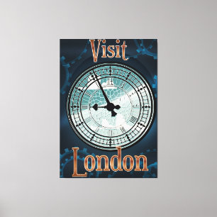 Visit London旅行ビクトリアンポスター キャンバスプリント