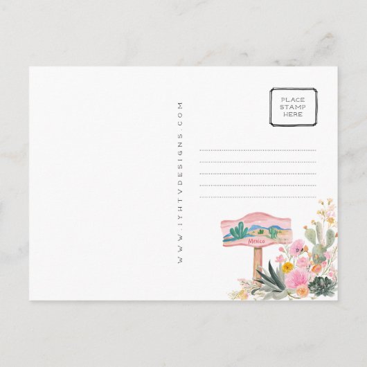 Visit México Watercolor Travel Postcard ポストカード (裏面)