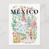 Visit México Watercolor Travel Postcard ポストカード (正面)