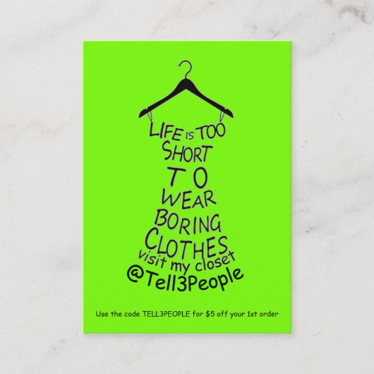 Visit My Closet Business Card Clothesショッピング 名刺 (正面)