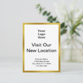 Visit Our New Location Gold White Business Logo ポストカード (スタンド正面)